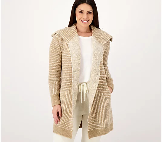 Barefoot Dreams CozyChic Angular Stripe Cardi Cardi - QVC.com | QVC