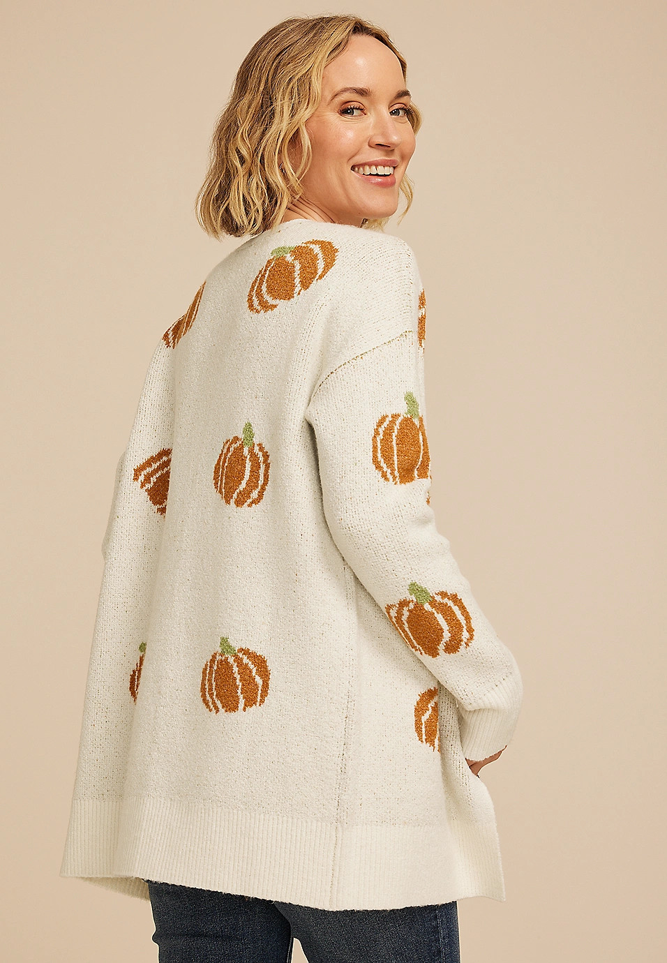 Pumpkin Open Front Cardigan | Maurices