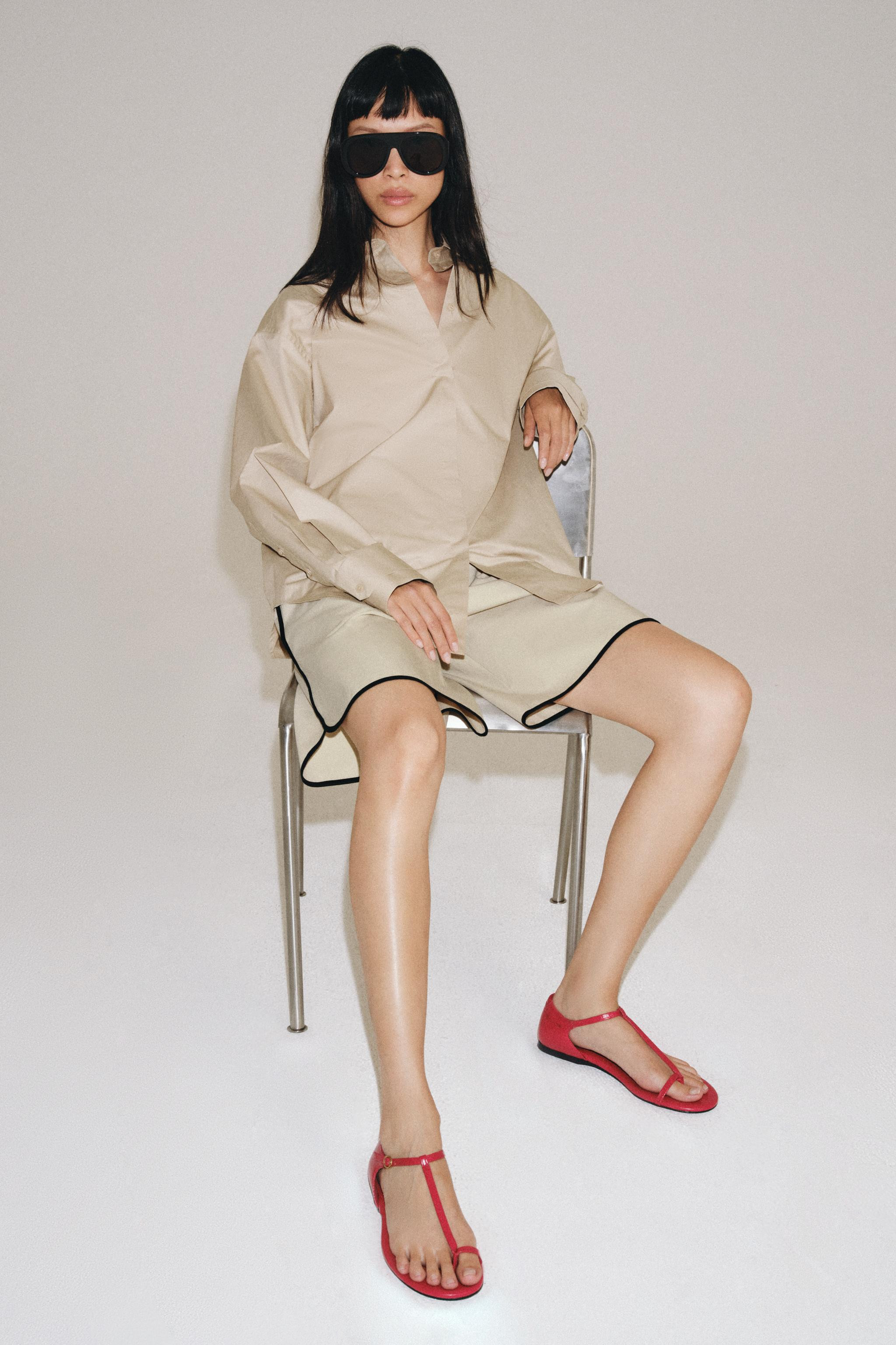 STRAPPY LEATHER FLAT SANDALS | Zara US