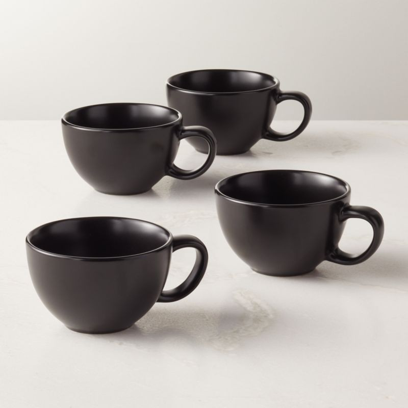 Crisp Modern Matte Black Espresso Cup Set of 4 + Reviews | CB2 | CB2