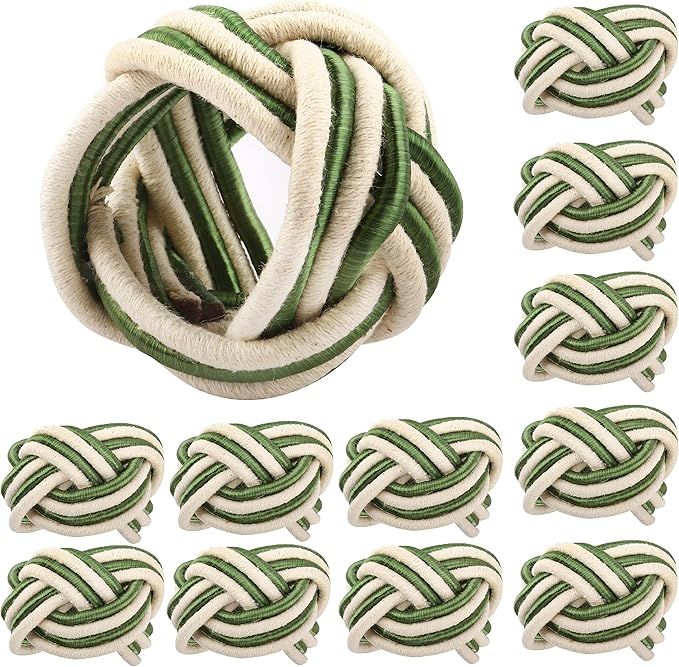 Woven Napkin Rings Set of 12, Yarn Serviette Ring, Beach Napkin Holders, Napkin Rings Bulk for Pa... | Amazon (US)