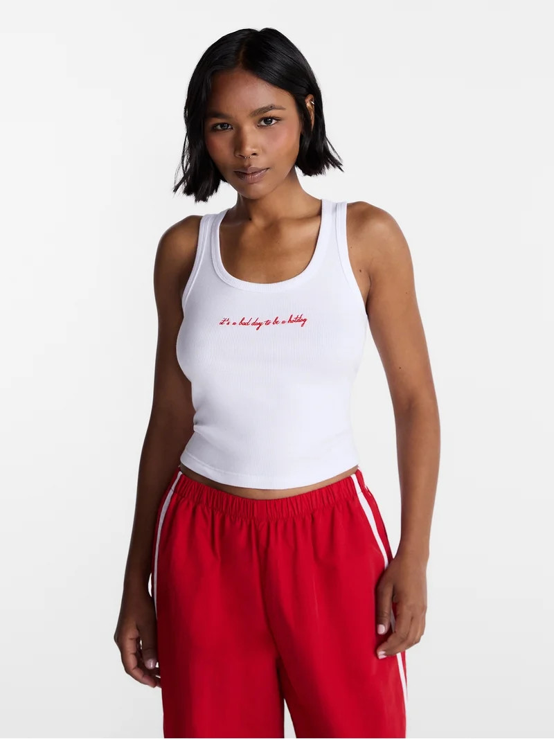 No Boundaries Ribbed Graphic Tank Top, Women's XXS-XXL | Walmart (US)