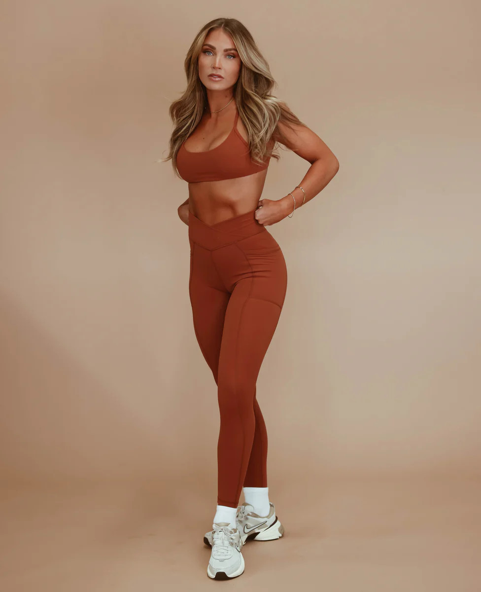 Cross-Front Pocket Legging - Sequoia | Cara Loren Active