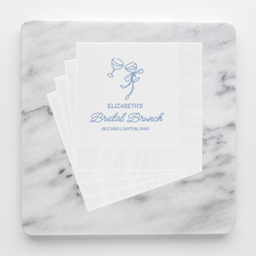 Personalized Napkins for Bridal Shower, Custom Coquette Luncheon and Cocktail Napkins, Cute Weddi... | Etsy (US)
