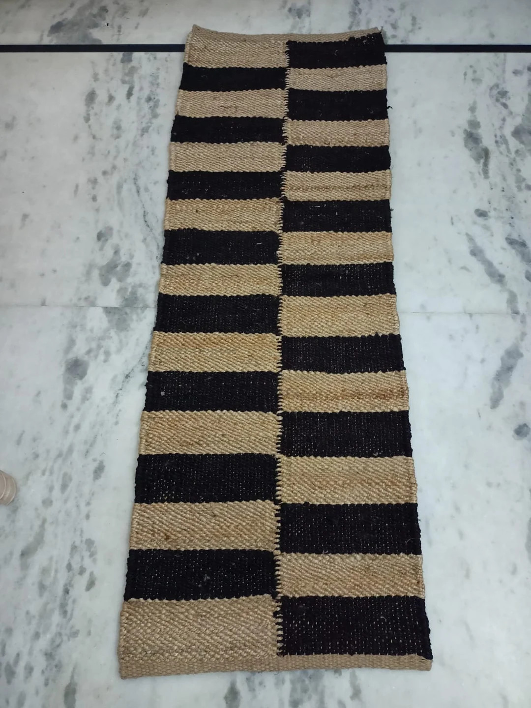 Rectangle BOX Pattern Hemp Jute Runner , Handmade Jute Runner Rug , Hallway Runner Rug , Entryway... | Etsy (US)