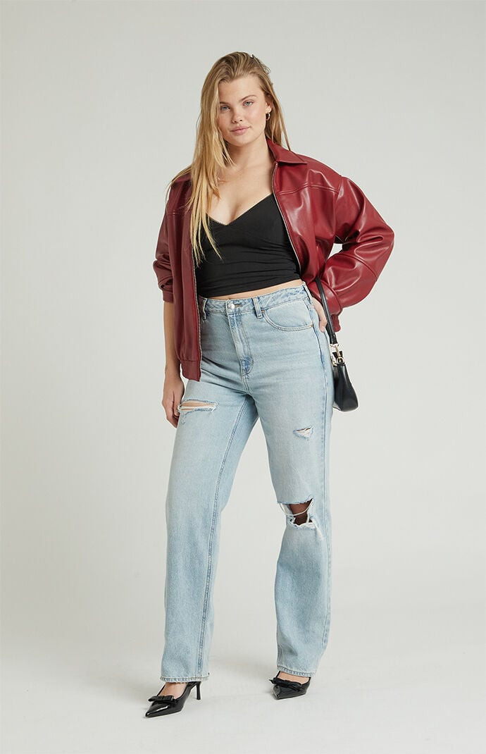 Women's Light Indigo Ripped '90s Boyfriend Jeans in Medium Indigo - Size 25 | PacSun