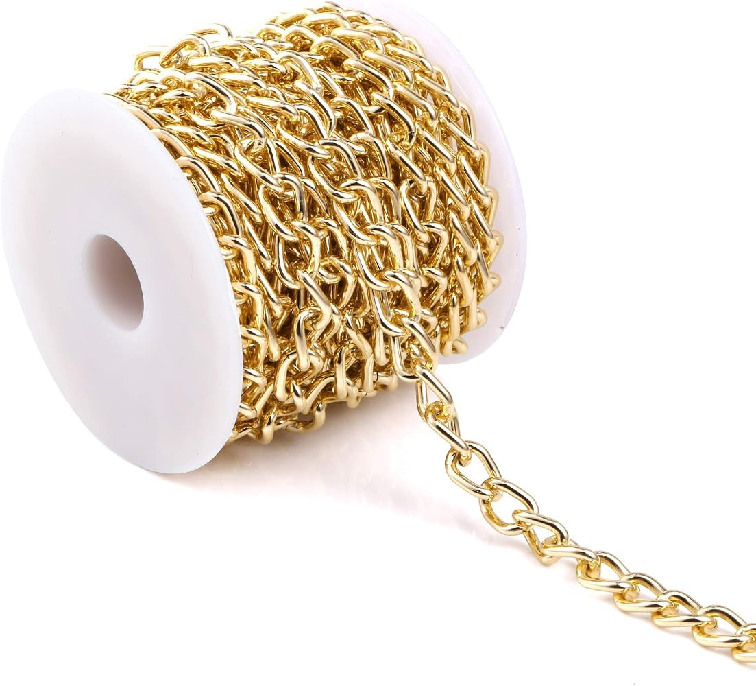 16.4 Feet Gold Brass Curb Chain Twisted Bulk with Spool for Jewelry Making | Amazon (US)