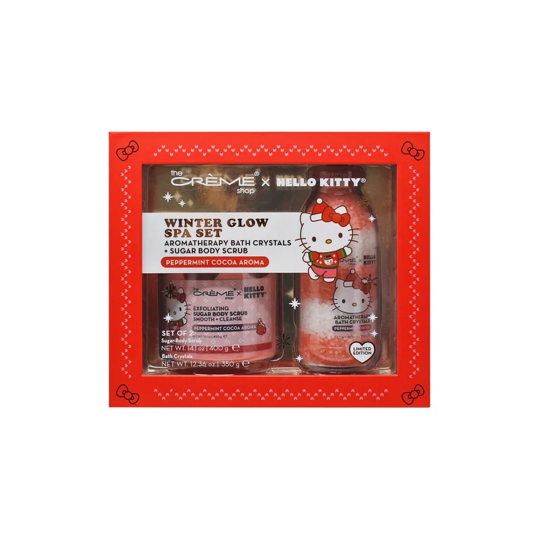 The Creme Shop Hello Kitty Peppermint Cocoa Spa Set-12.36 oz Bath Crystals+14.1 oz Sugar Body Scr... | Walmart (US)