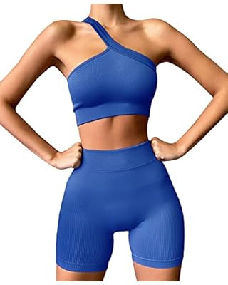 HYZ Women's Seamless 2 Piece Workout Sets Ribbed Tank Two Piece High Waist Gym Outfit Yoga Shorts... | Amazon (US)