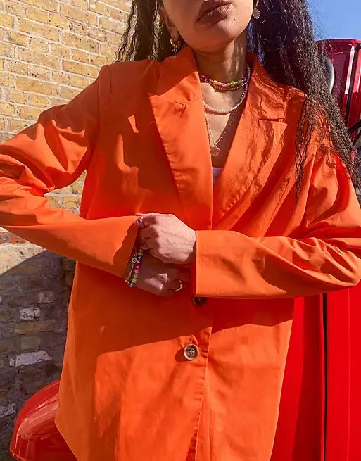 Urban Threads oversized blazer and shorts co-ord in orange | ASOS (Global)