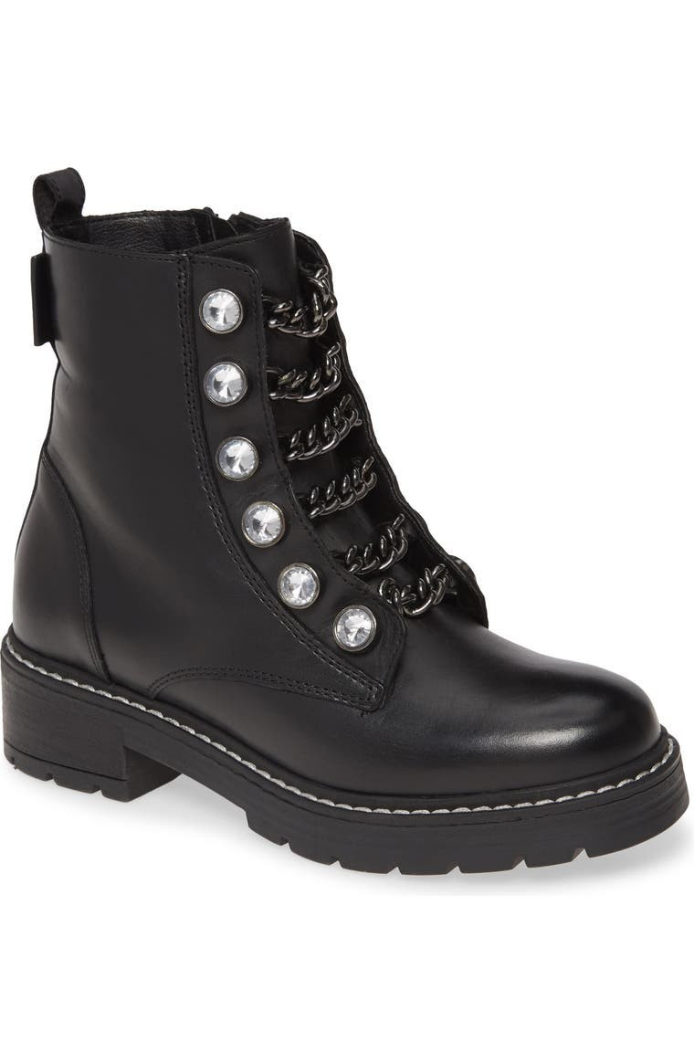 Bax Crystal & Chain Combat Boot | Nordstrom