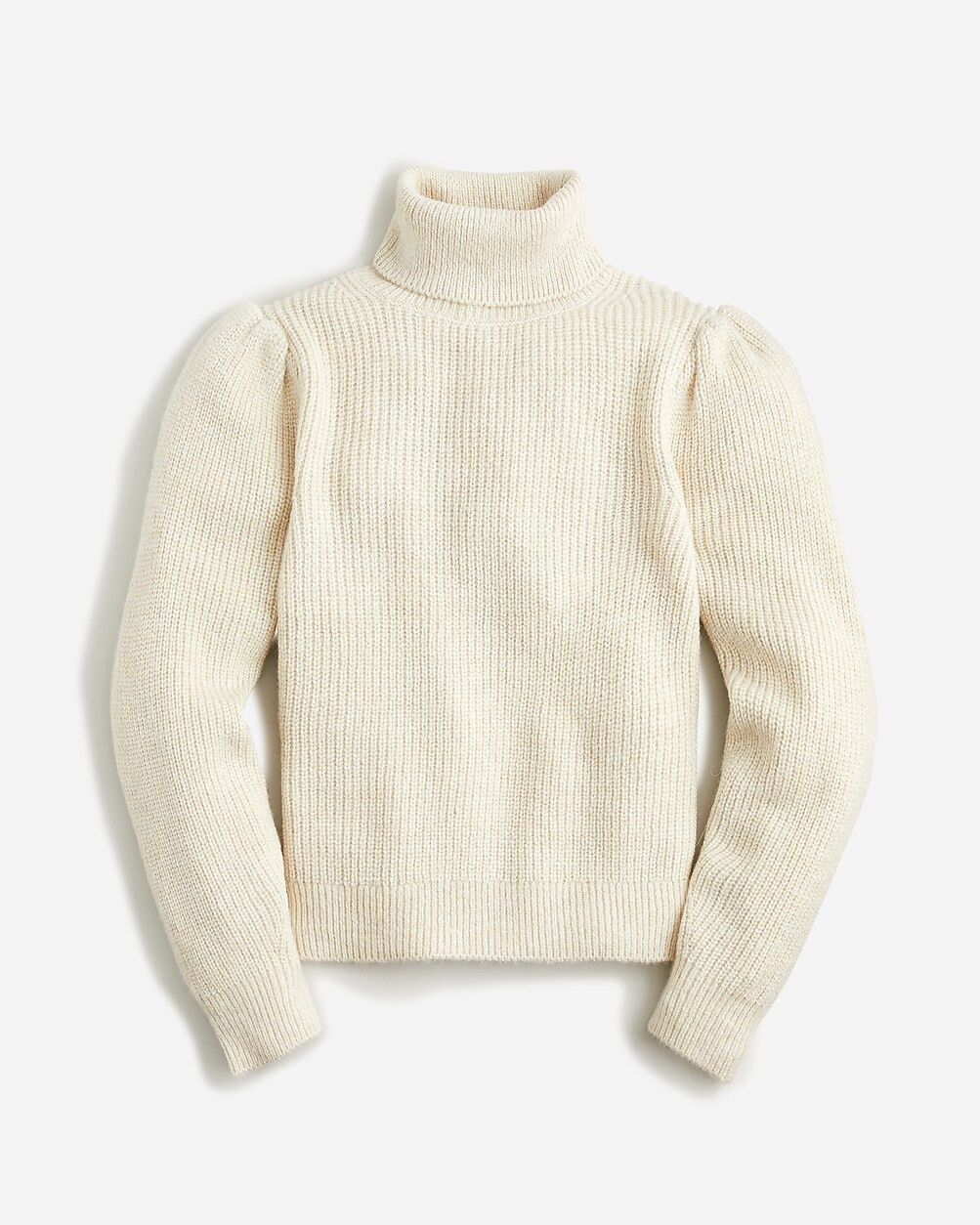 Cropped puff-sleeve turtleneck sweater | J. Crew US