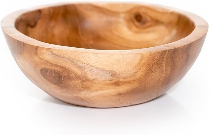 ANDALUCA Hand Carved Teak Wood Mini Decorative Round Small Bowl (6" Diameter) | Amazon (US)