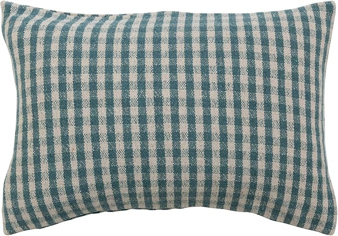 Creative Co-Op Woven Recycled Cotton Blend Lumbar Pillow Cover, Teal and White | Amazon (US)
