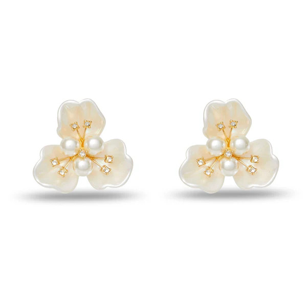 PEARL BLOSSOM BUTTON EARRINGS | LELE SADOUGHI