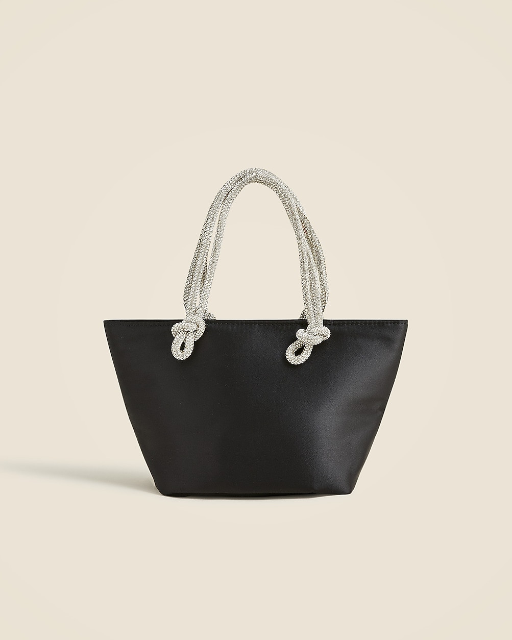 Small satin tote with crystal handles | J. Crew US