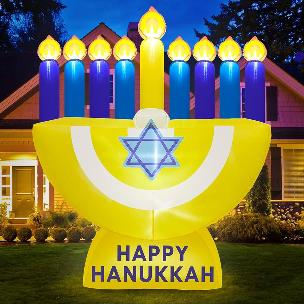 MICOCAH 6 FT Hanukkah Inflatables Menorah Outdoor Decorations, Blow up Menorah Yard Decoration wi... | Amazon (US)