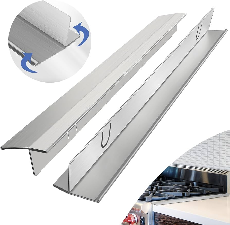 Stove Gap Covers Stainless Steel 2 Packs, 13.8~27.6 Inch Adjustable Heat Resistant Not Sharp Gap ... | Amazon (US)