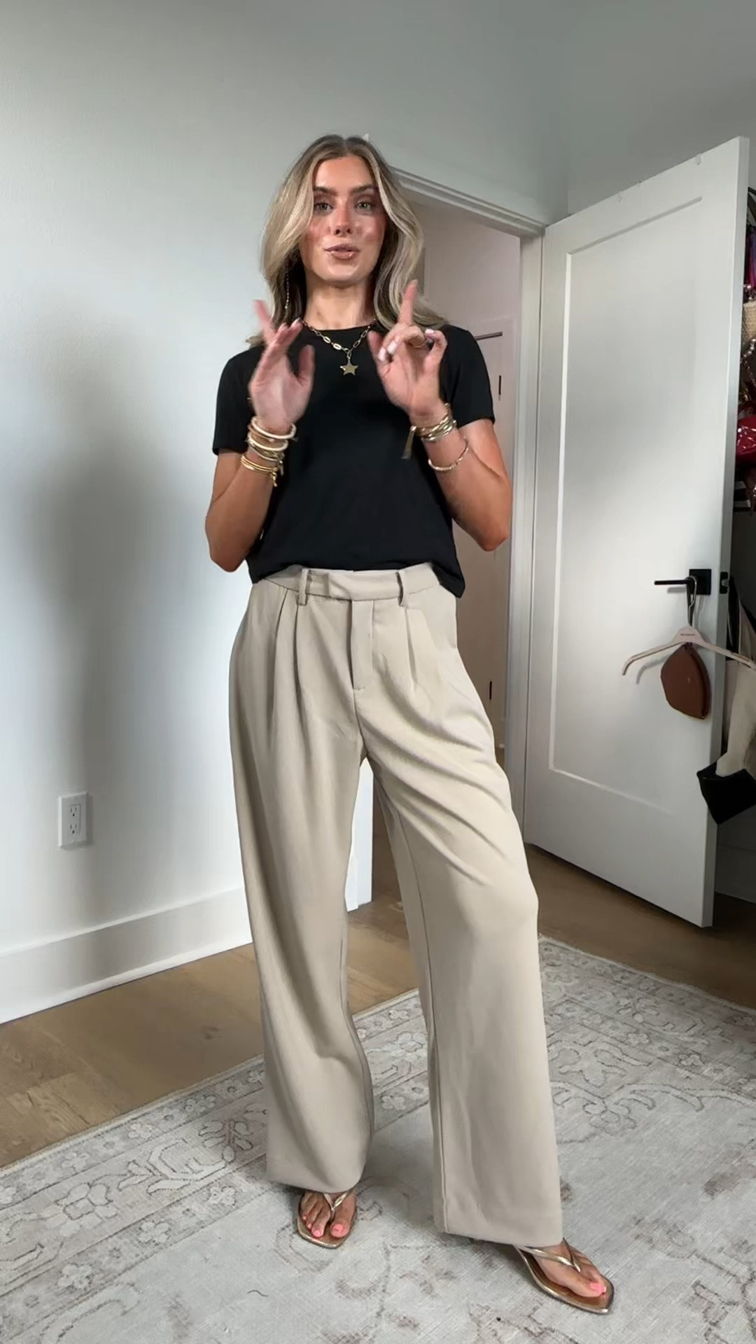 My cuts clothing code is SLOANE. I am wearing the almost Fridays baby tee in XS with the essential pant in size XS

#LTKWorkwear #LTKSaleAlert #LTKootd