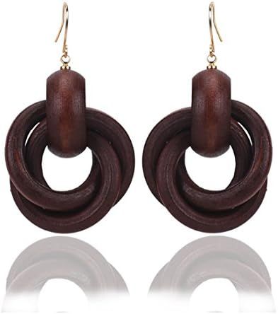 Wooden Earrings for Women Big Statement Circle Beautiful Hoop Earrings | Amazon (US)