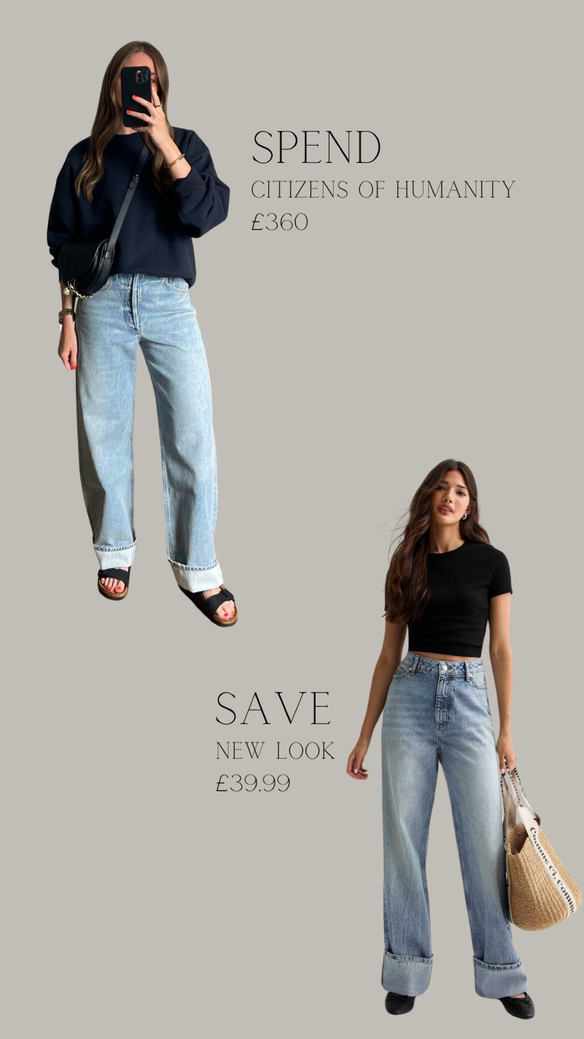 Spend or save
Citizens of Humanity Ayla jeans or New look who’ve brought out a style that is so similar! 25% off New Look today only using the code: BESPEEDY 

#LTKuk #LTKsale #LTKluxury