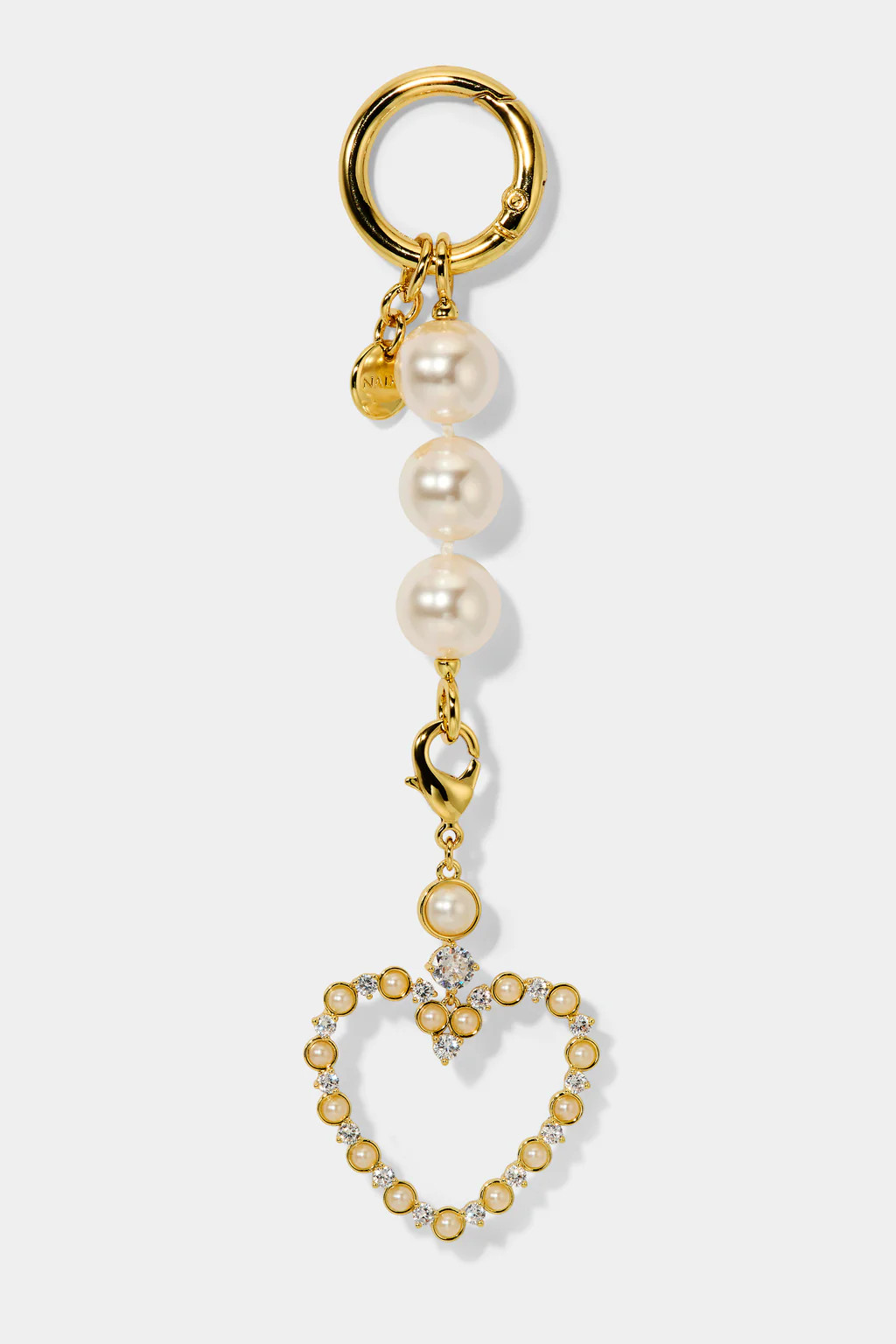 CZ AND PEARL HEART BAG CHARM | NADRI