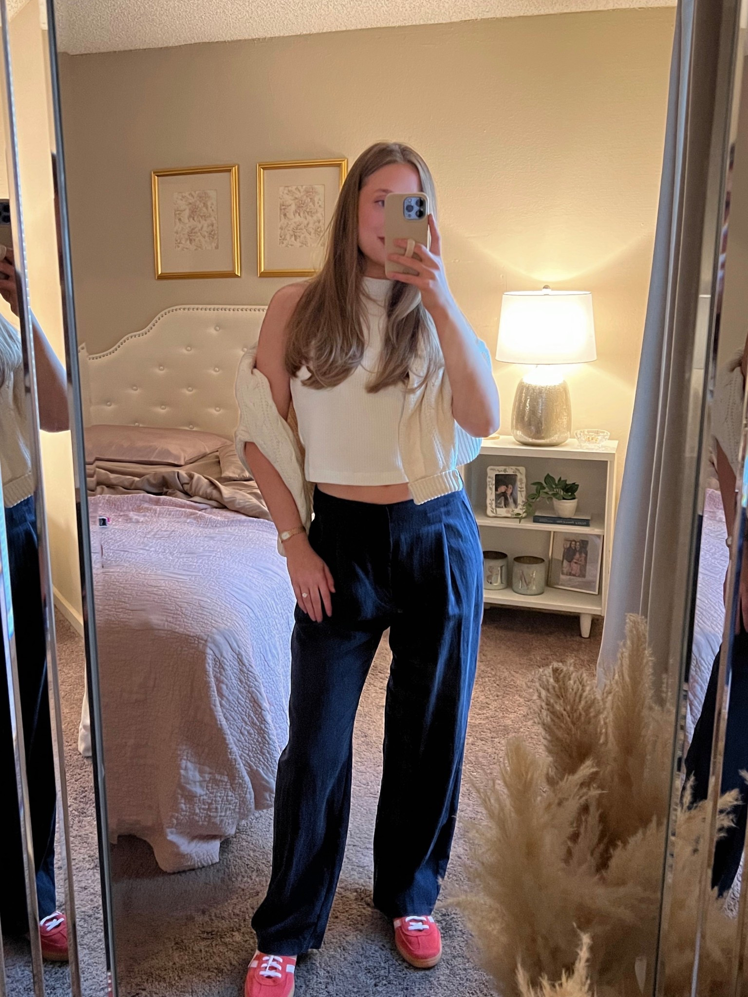 My mock neck top, trousers & sweater are all from last season, so I linked similar options for them!
Adidas red/pink Spezials - I go down half size 
Amazon gold watch

#LTKShoeCrush #LTKFindsUnder50 #LTKStyleTip