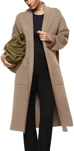 Womens Long Sleeve Maxi Cardigan Open Front Oversized Knitted Sweater Coat Casual Lapel Warm Over... | Amazon (US)