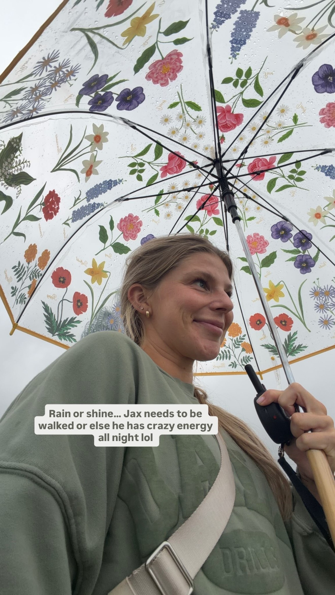 Rain or shine… Jax needs to be walked or else he has crazy energy all night lol

Linking my floral umbrella! ☔️ 🌸🌺🪻