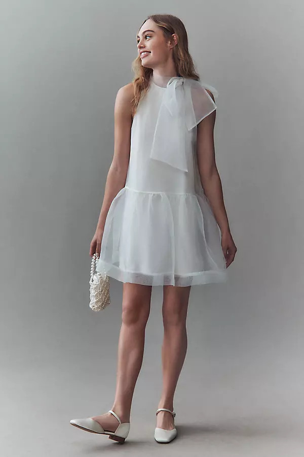 Sophia High-Neck Bow-Tie Organza Mini Dress | Anthropologie (US)