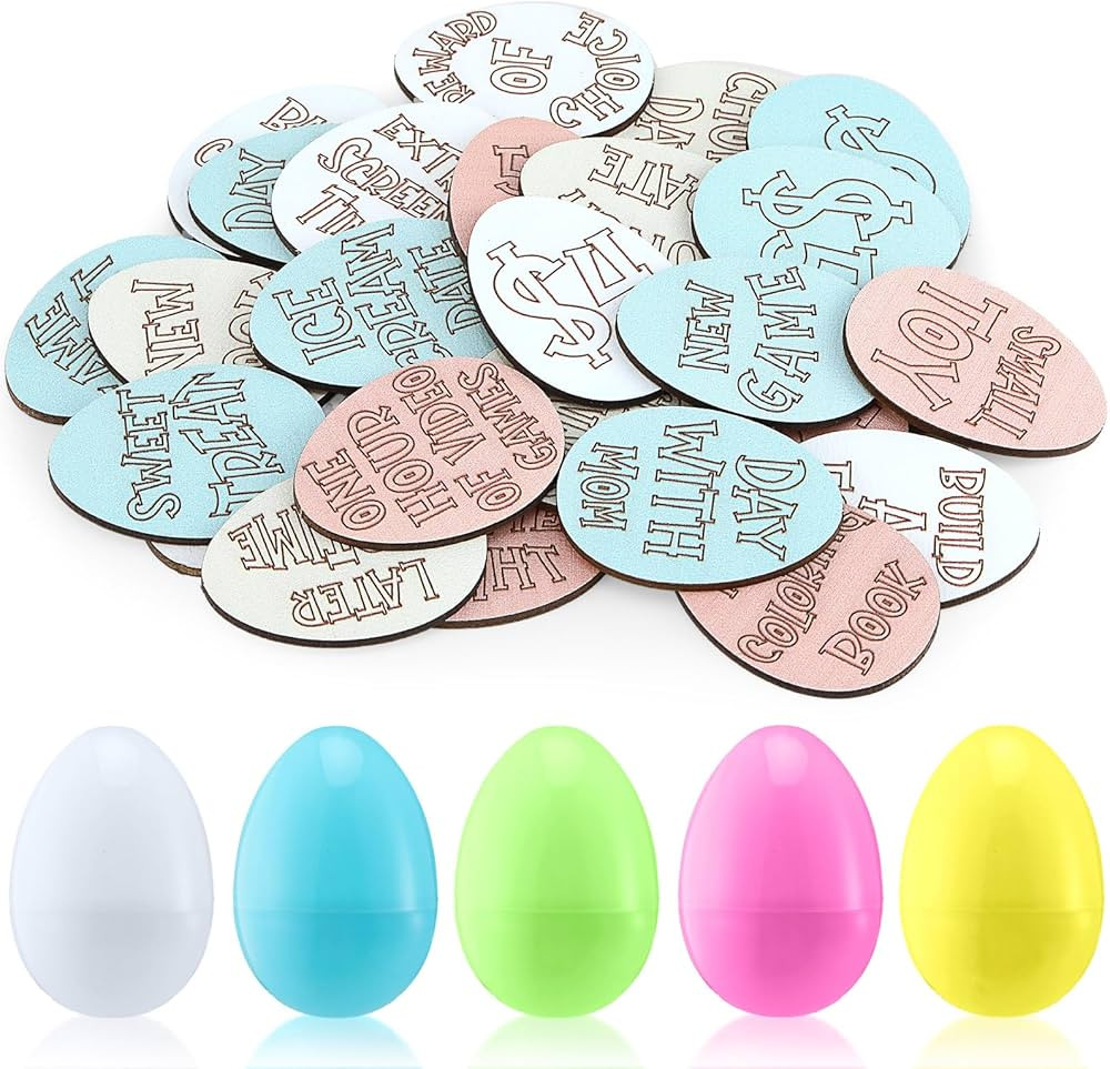 30 Set Easter Egg Tokens and Plastic Easter Eggs Set Include 30 Easter Tokens with Engraved Sayin... | Amazon (US)
