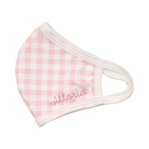 Kids Pink Check Knit Face Mask - Fits Toddler to Age 12 | Cecil and Lou