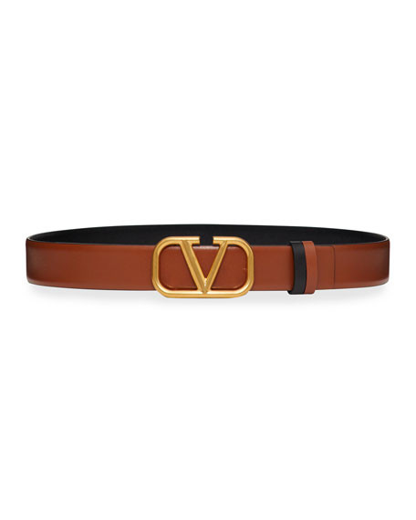 Valentino Garavani VLOGO Reversible Leather Belt | Neiman Marcus