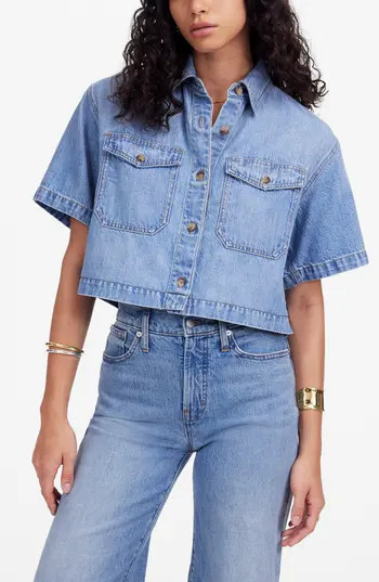 Madewell Boxy Crop Button-Up Shirt in Hallstead Wash at Nordstrom Rack, Size Xx-Large | Nordstrom Rack