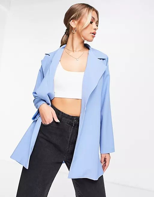 Femme Luxe oversized dad blazer in blue | ASOS (Global)