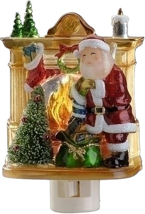 Roman 5.5 Inch Santa by Fireplace Night Light,Glass | Amazon (US)