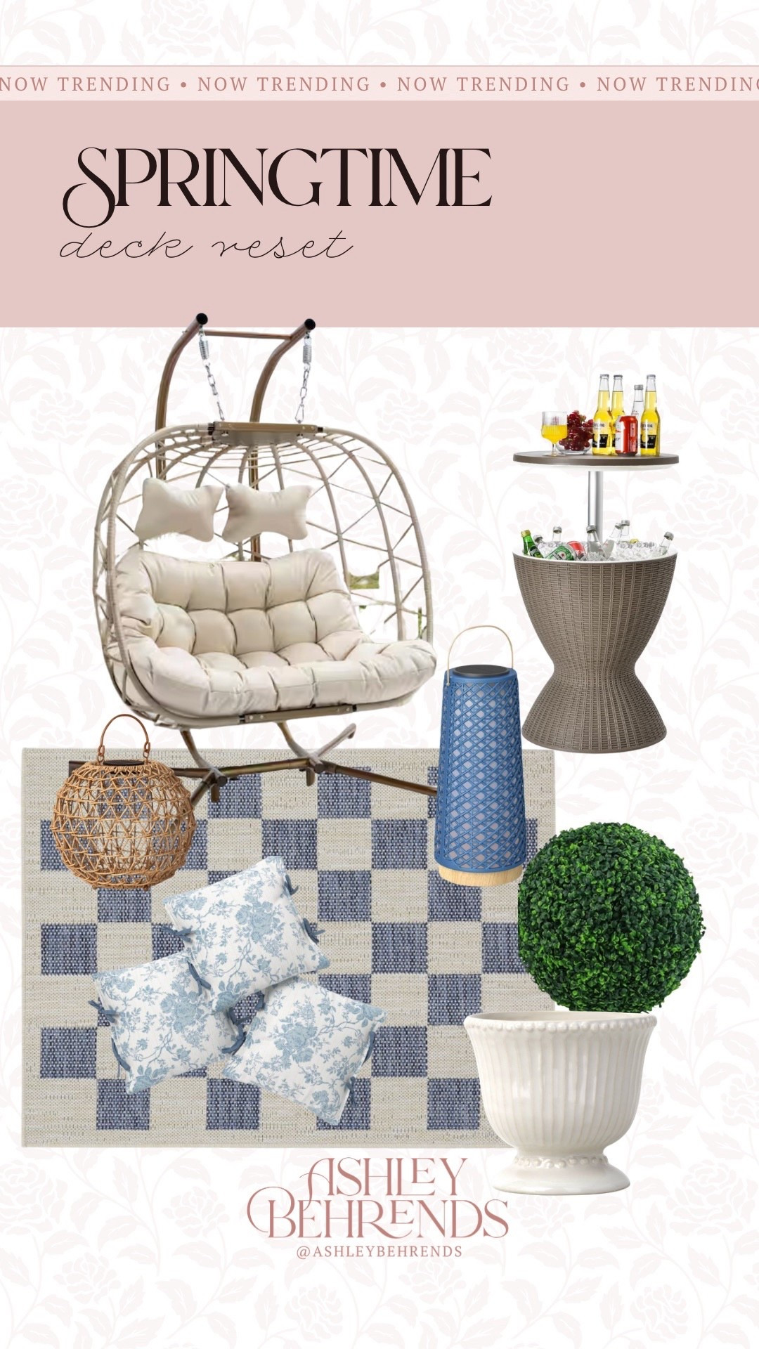 I am so ready to relax on the deck with the nice weather. I’ve found a bunch of cute decorations and this oversized egg chair looks so comfy. I love the blue for a coastal vibe and this entire refresh is adorable.
Drink cooler side table, artificial topiary ball, checkered rug, rattan decor 

#LTKPlusSize #LTKSeasonal #LTKHome