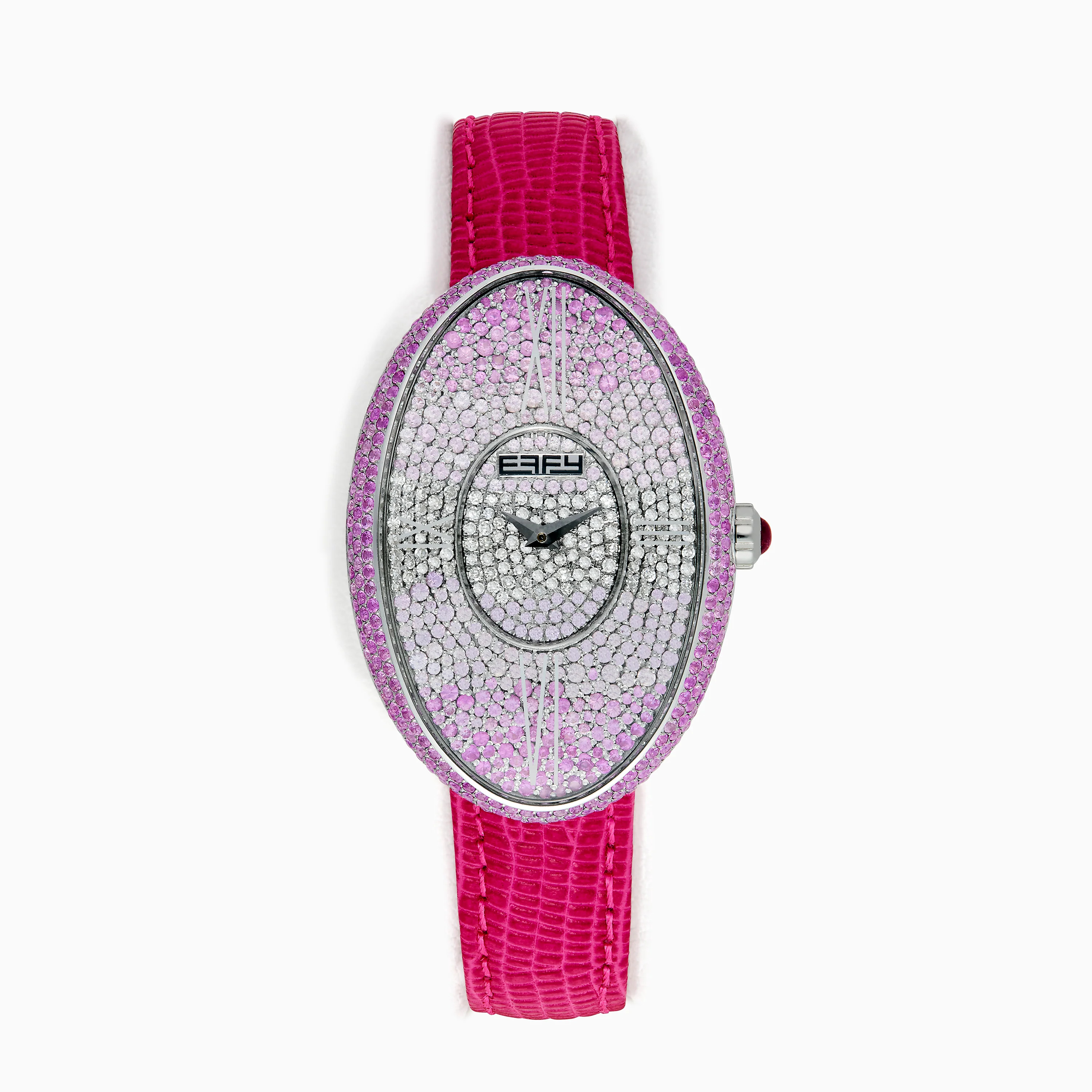 28MM Swiss Made Stainless Steel Cocktail Watch with Pink Sapphire and Diamond | Effy Jewelry