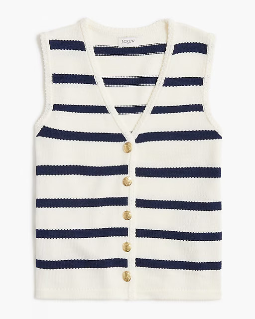 Striped button sweater-vest | J.Crew Factory