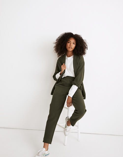 Pull-On High-Rise Tapered Pants in Diamond Jacquard | Madewell