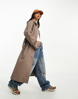 & Other Stories relaxed belted trench coat in dark beige | ASOS (Global)