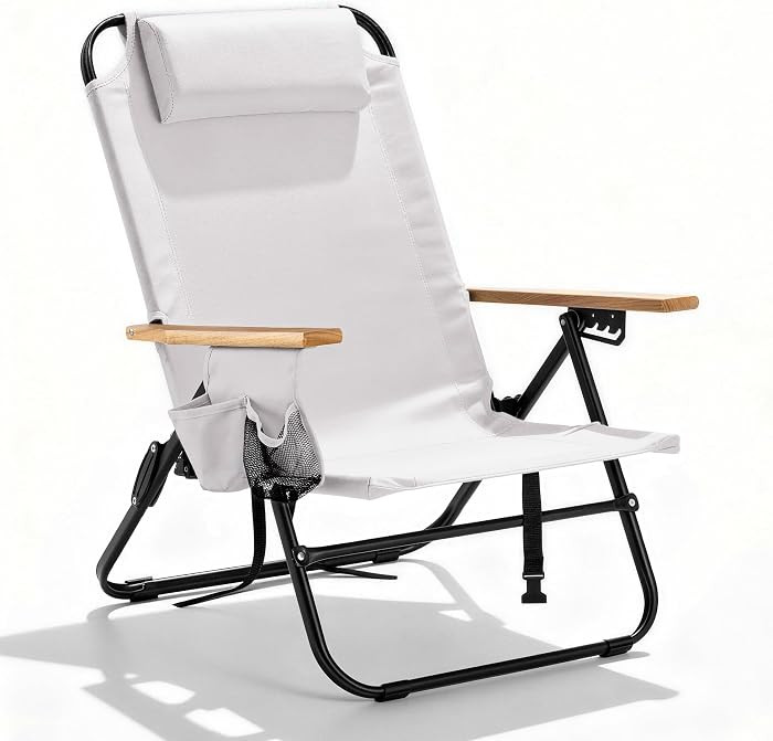 Premium Portable Camping Chair 5-Position Recliner Beach Folding Lightweight Outdoor Chair with W... | Amazon (US)