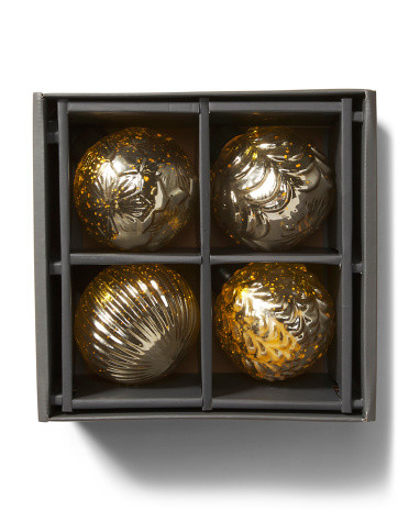 4pc 4in Led Glass Ornament Set | TJ Maxx