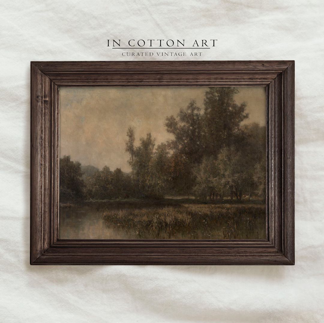 Vintage Moody Lake Landscape / Dark Scenery Oil Painting - Etsy | Etsy (US)