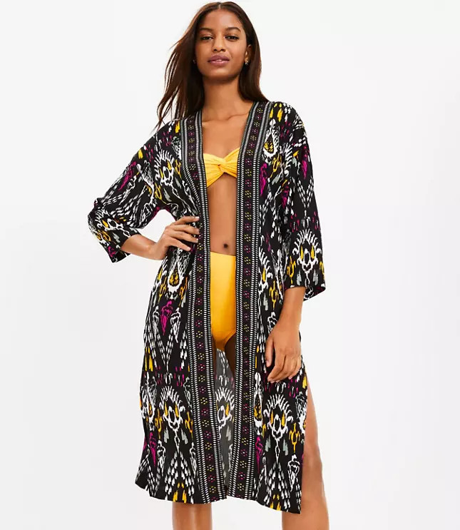 LOFT Beach Multicolored Ikat Kimono Duster | LOFT