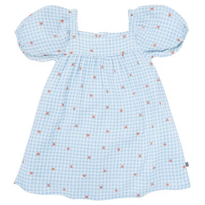 Modern Moments™ by Gerber Toddler Girls' Puff Sleeve Dress, Strawberry Gingham, 4T | Target