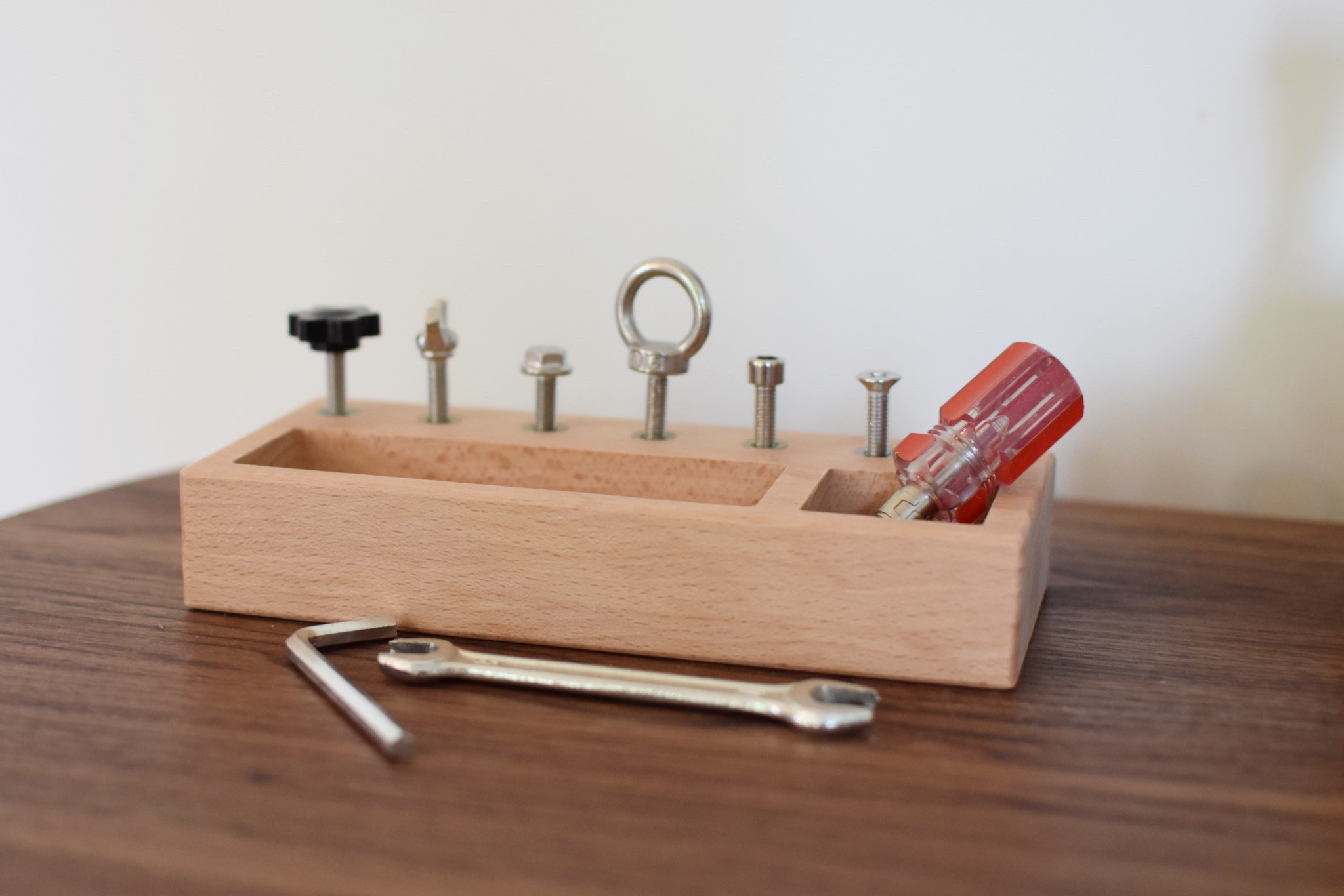 A wooden Montessori bolt and wrench set to practice fine motor skills. 

#LTKBaby #LTKKids #LTKHome