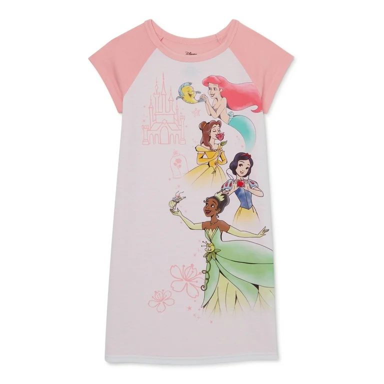 Disney Princess Girls Pajama Nightgown with Short Sleeves, Sizes 4-12 | Walmart (US)