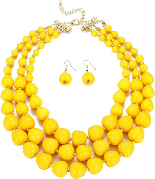 Kiszu Acrylic Beads Choker Chain Necklace for Women, Statement Trendy Chunky Cuban Link Chain Nec... | Amazon (US)