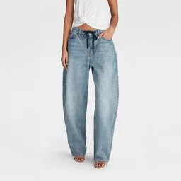 KBB by KAHLANA Women's Mid-Rise Barrel Leg 'The Lynnox Jean' - Blue Denim 6 | Target